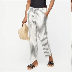 JCREW Tie Waist Seaside Pant In Navy Stripe.